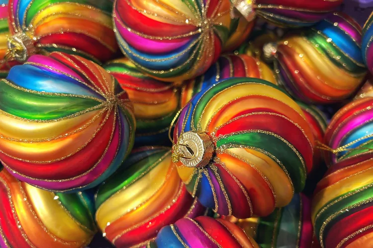 Christmas baubles Christmas ornaments. LGBTrainbow colors