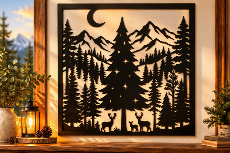 Christmas Tree Deer Laser Cut Svg