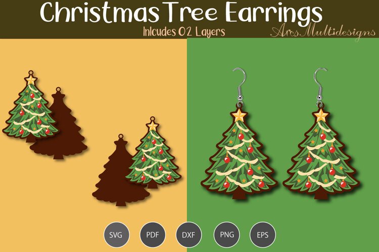 Christmas tree earrings example image 1