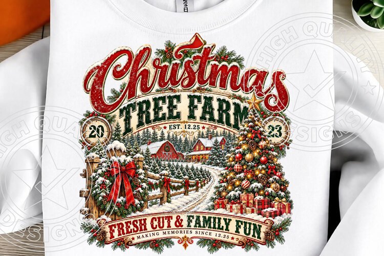Christmas Tree Farm Fresh Cut & Family Fun Vintage Christmas example image 1