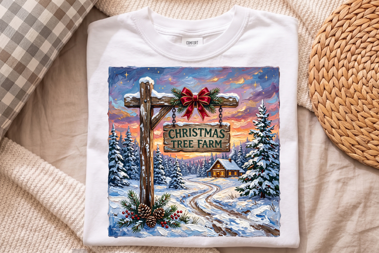 Christmas Tree Farm Png, Snowy Winter Landscape Design