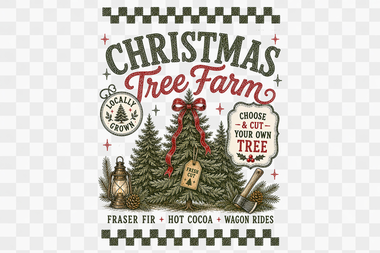 Christmas Tree Farm Sign Shirt Sublimation design png