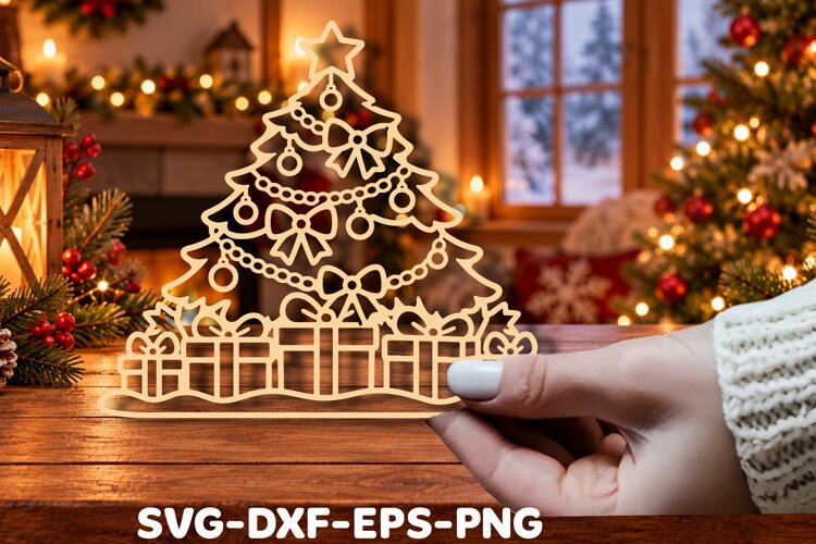 Christmas Tree & Gift Boxes Laser Cut example image 1