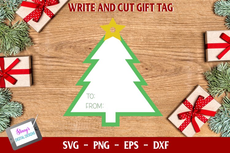 Christmas Gift Tag | Draw and Cut Gift Tag | Christmas Tree example image 1