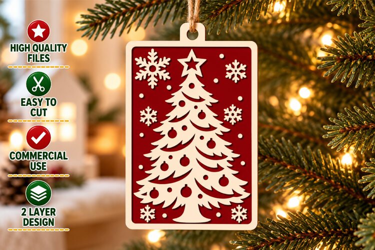 Christmas Tree Hanging Ornament SVG example image 1
