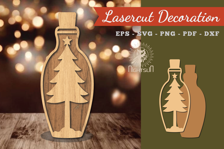 Christmas Tree in Bottle Lasercut Decoration
