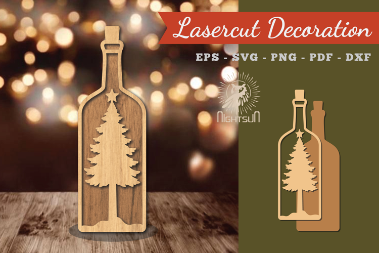 Christmas Tree in Bottle Lasercut Decoration