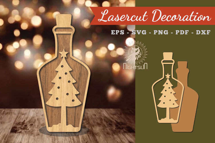 Christmas Tree in Bottle Lasercut Decoration