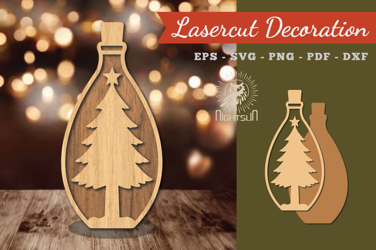 Christmas Tree in Bottle Lasercut Decoration