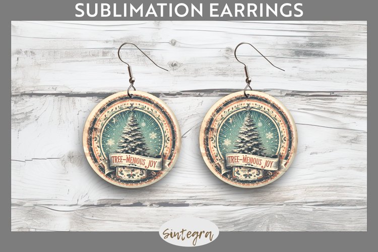 Christmas Tree-mendous Joy v2 Quote Round Earrings PNG