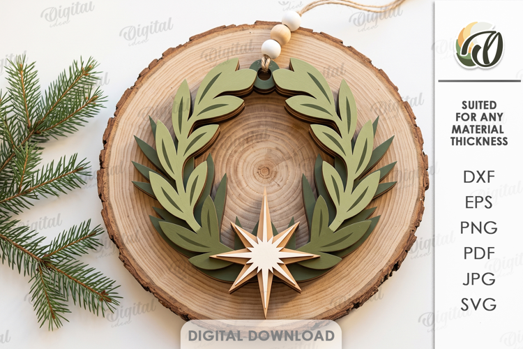 Christmas Tree Minimal Ornament Laser Cut. Christmas SVG