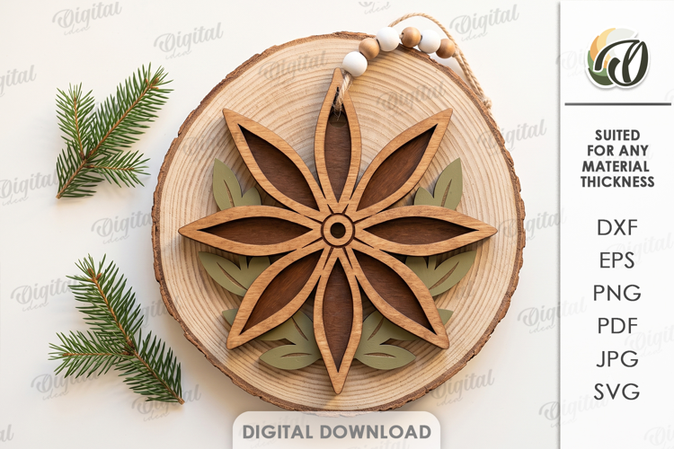 Christmas Tree Minimal Ornament Laser Cut. Christmas SVG