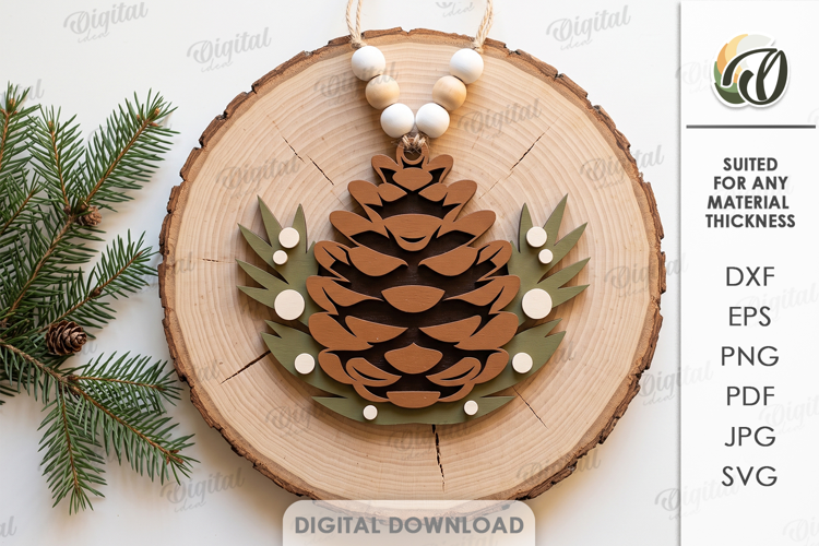 Christmas Tree Minimal Ornament Laser Cut. Christmas SVG