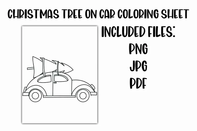 Christmas Tree on Car Coloring Sheet 2