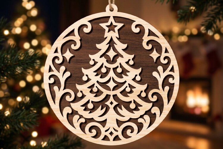 Christmas Tree Ornament Laser Cut example image 1