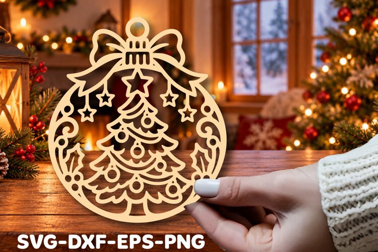 Christmas Tree Ornament Laser Cut example image 1