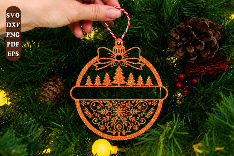 Christmas Tree Ornament Laser Cut SVG example image 1