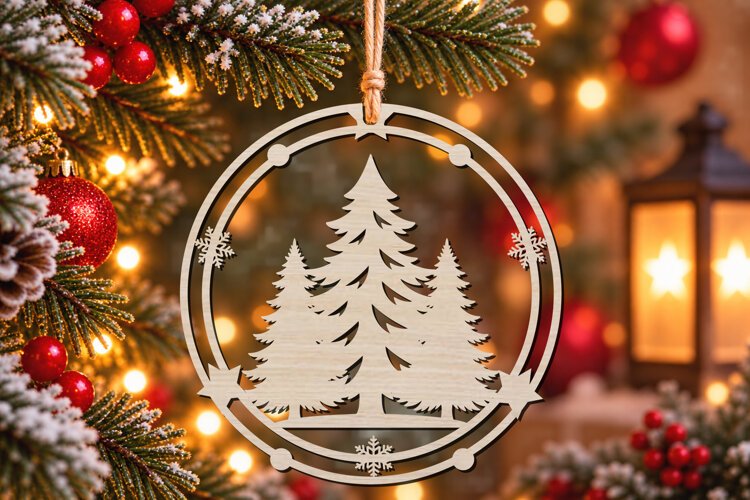 Christmas Tree Ornament Laser Cut SVG example image 1