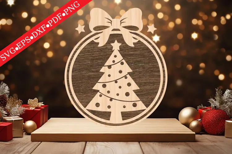 Christmas Tree Reindeer Ornament SVG
