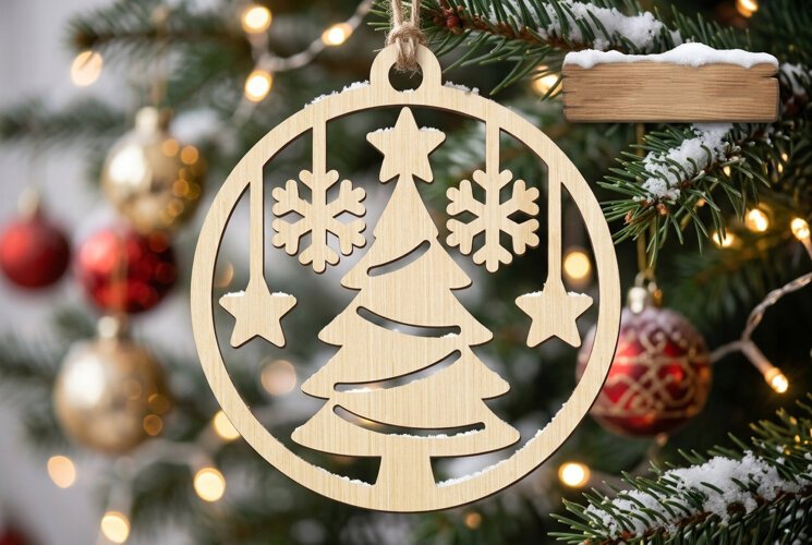 Christmas Tree Ornament SVG, Holiday Star Laser Cut File example image 1
