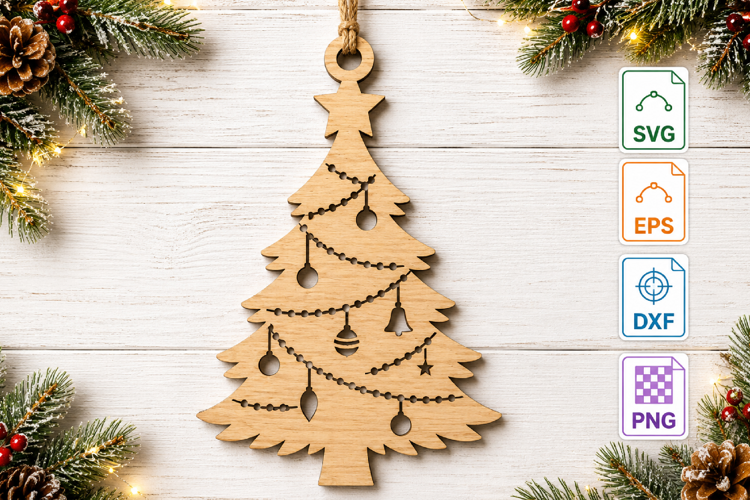 Christmas Tree Ornament SVG Laser Cut