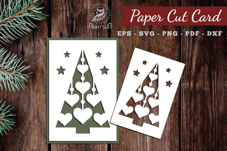Christmas Tree Paper Cut Card SVG
