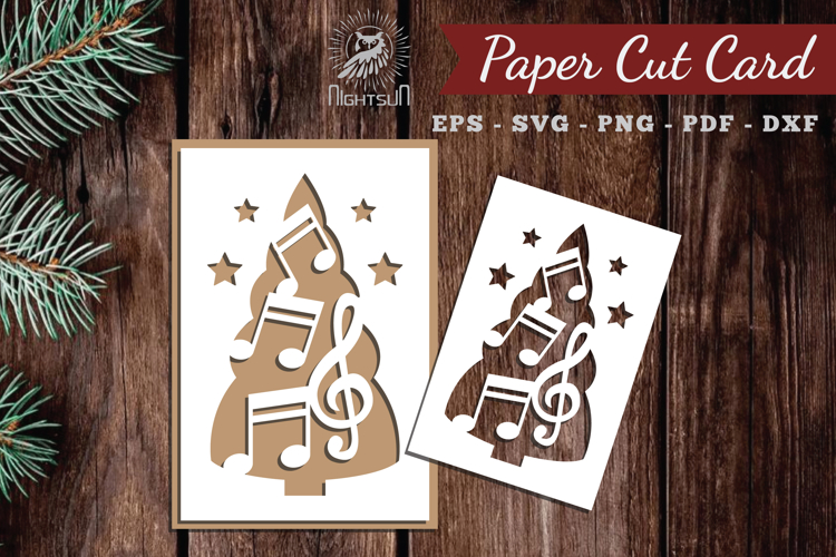 Christmas Tree Paper Cut Card SVG