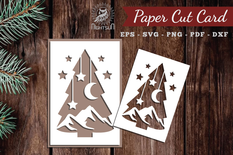 Christmas Tree Paper Cut Card SVG