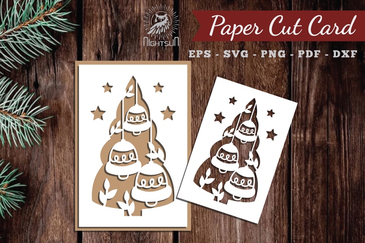 Christmas Tree Paper Cut Card SVG