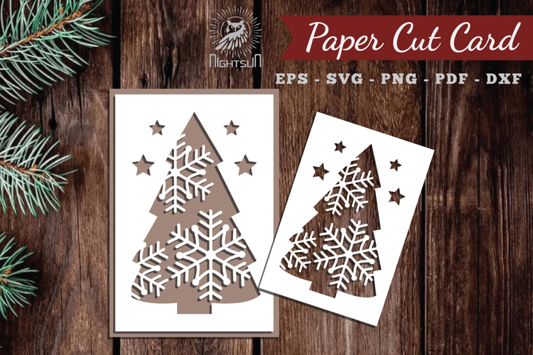 Christmas Tree Paper Cut Card SVG