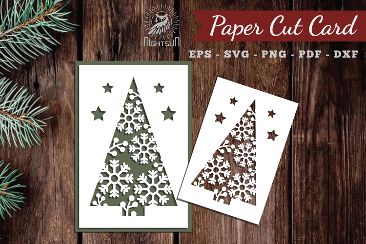 Christmas Tree Paper Cut Card SVG