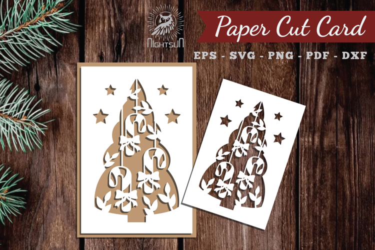 Christmas Tree Paper Cut Card SVG