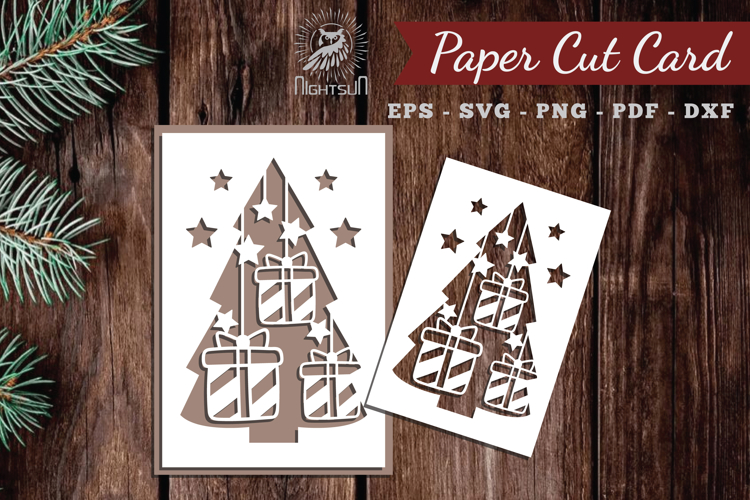 Christmas Tree Paper Cut Card SVG