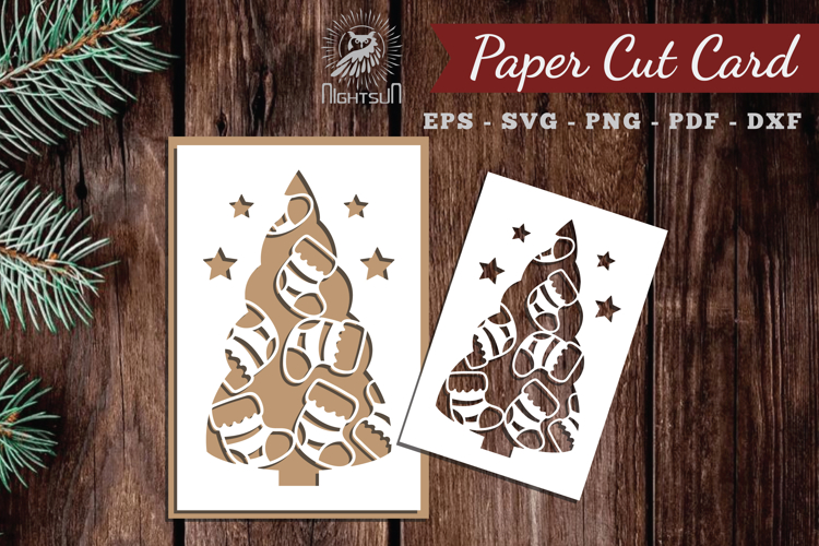 Christmas Tree Paper Cut Card SVG