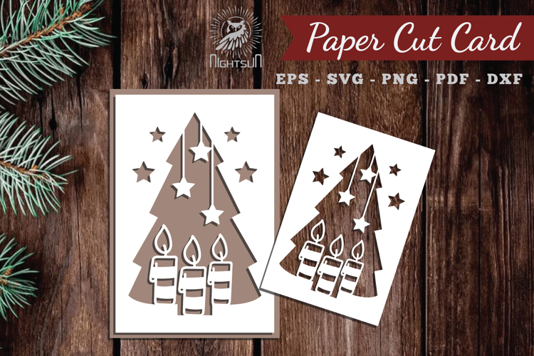 Christmas Tree Paper Cut Card SVG
