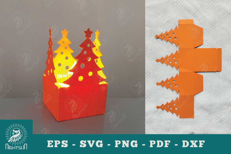 Christmas Tree Papercut Lantern SVG