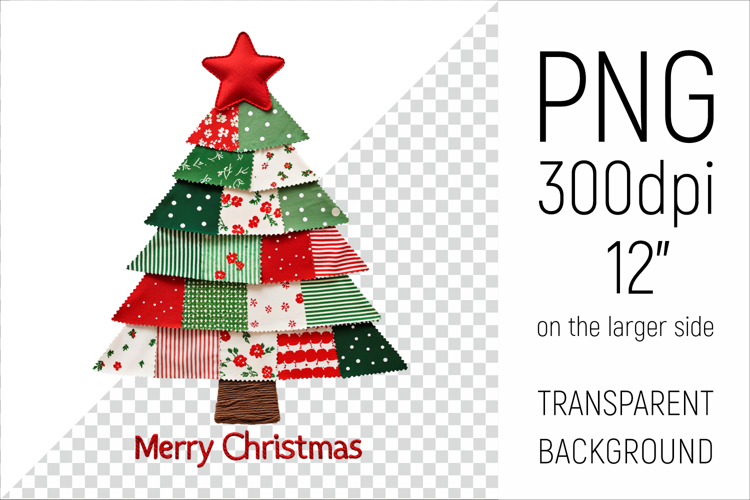 Christmas Tree Patchwork PNG | Merry Christmas Clipart