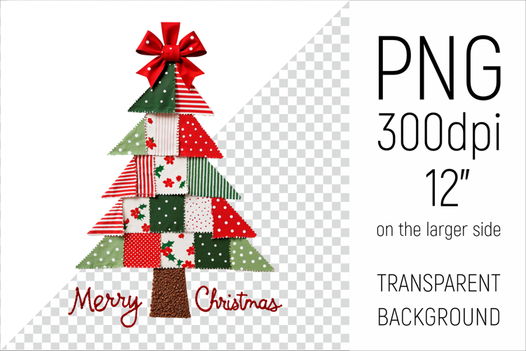 Christmas Tree Patchwork PNG | Merry Christmas Clipart
