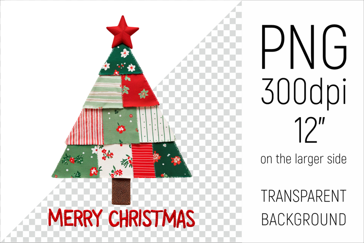 Christmas Tree Patchwork PNG | Merry Christmas Clipart