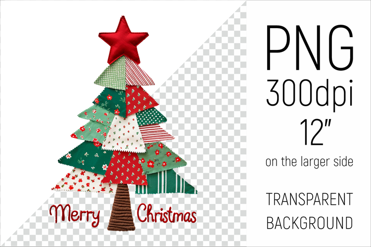Christmas Tree Patchwork PNG | Merry Christmas Clipart