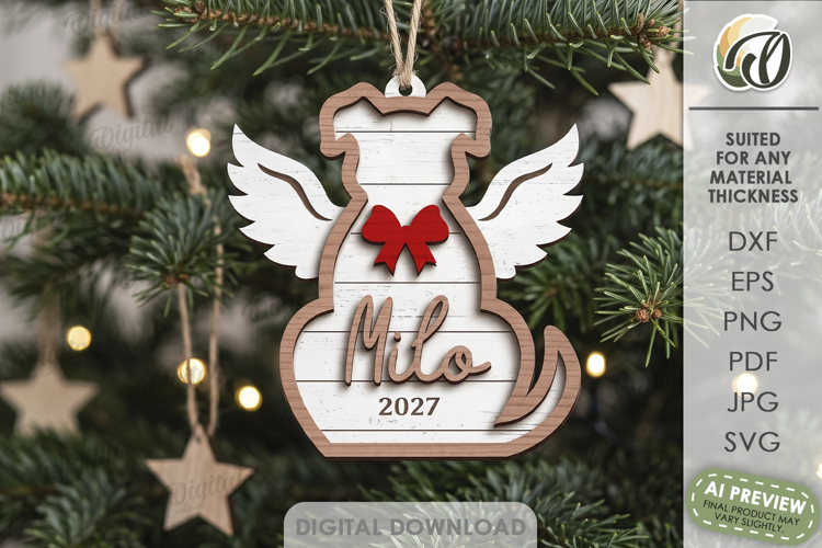 Christmas Dog Ornament Laser Cut. Christmas Tree Decor SVG