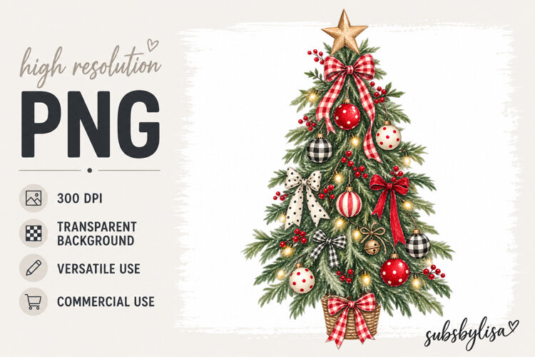 Christmas Tree png | Plaid Christmas Clipart example image 1