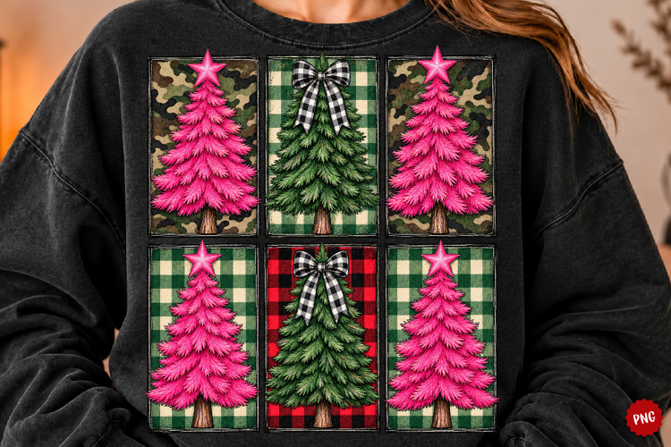 Christmas Tree PNG, Preppy Camo Sublimation Png