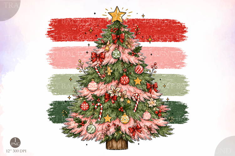 Christmas Tree Png, Trendy Striped Xmas Sublimation Design