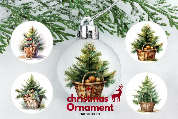 Christmas Ornament Watercolor Christmas Tree Decorate