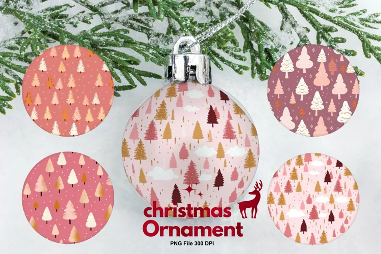 Christmas Ornament Pink Christmas Tree Decorate Sublimation