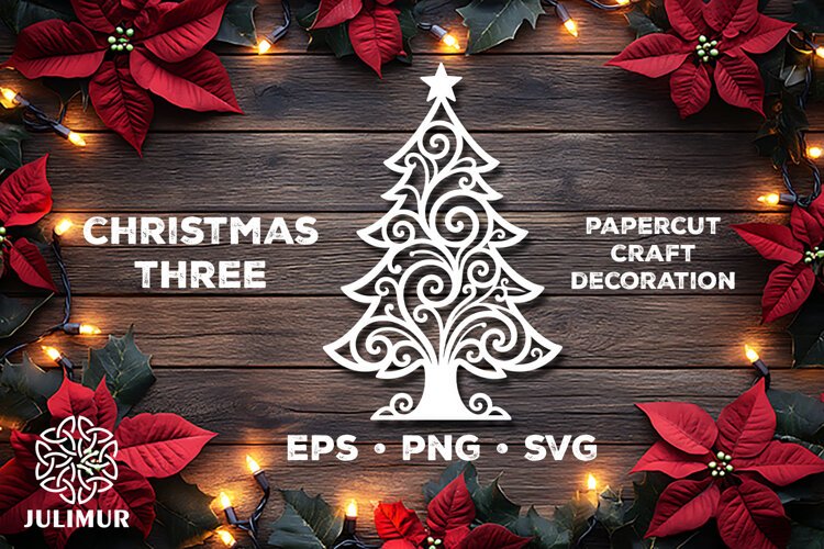 Intricate Christmas Tree Papercut SVG with Ornamental Detail example image 1