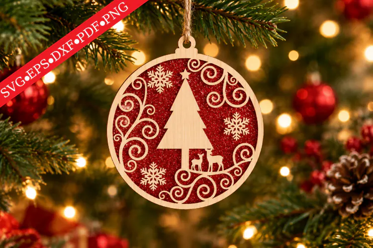 Christmas Tree Snowflake Ornament SVG
