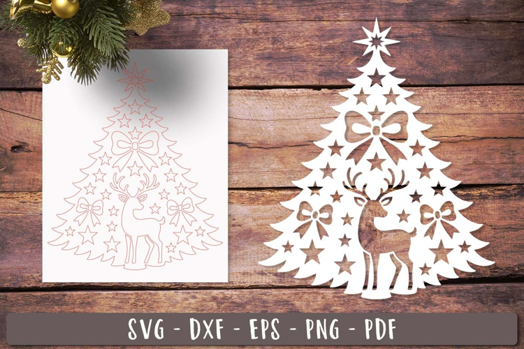 Christmas Tree Reindeer SVG Laser Cut Ornament