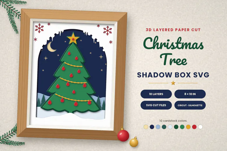 Christmas Tree SVG 3D Layered Shadow Box